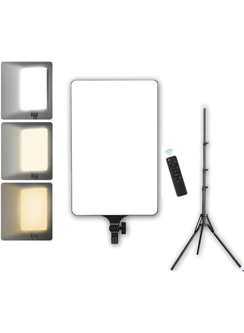 Rectangular LED Video Light with Soft White Glow – 2m Metal Tripod & Remote Control – For Smartphones & Cameras – Ideal for YouTube Videos  - Image 3