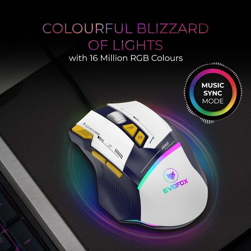 EvoFox Blaze Ultra Value 8 Button Programmable Gaming Mouse with 1000Hz Polling Rate | Gaming Grade DPI 200 to 12800 | Ultra-Responsive 7000fps | RGB Lights with Music sync Mode | Windows Software - Image 5