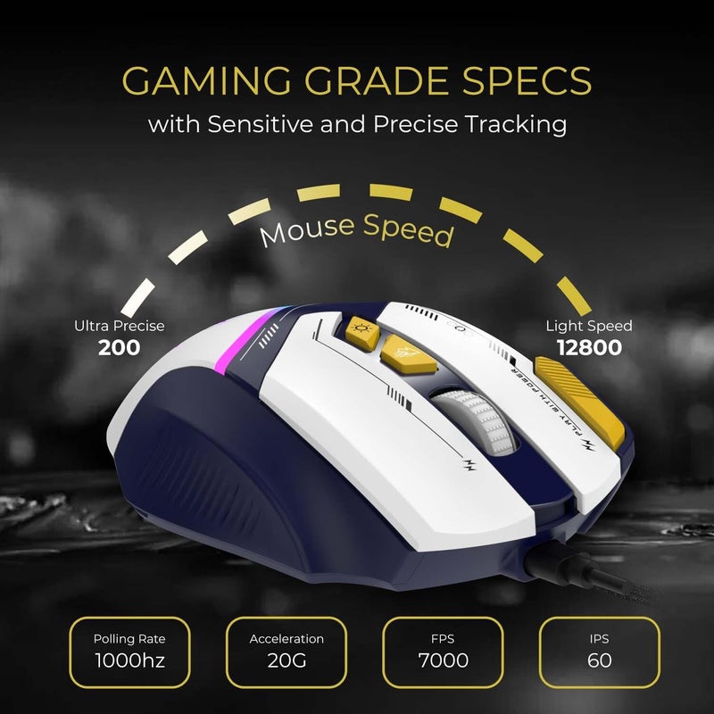 EvoFox Blaze Ultra Value 8 Button Programmable Gaming Mouse with 1000Hz Polling Rate | Gaming Grade DPI 200 to 12800 | Ultra-Responsive 7000fps | RGB Lights with Music sync Mode | Windows Software - Image 2