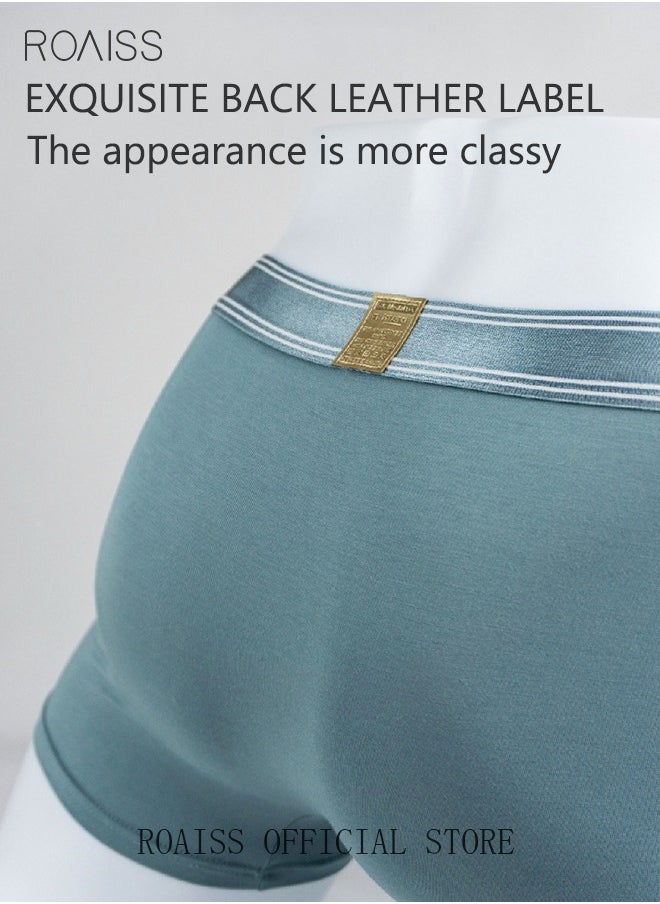 roaiss - 3 Pack Set Men's Boy's Modal Boxers Shorts Briefs Breathable Soft Underpants Summer Elastic Large Size Teenager Classic Underwear Mint Blue+Light Grey+Dark Grey - Image 1