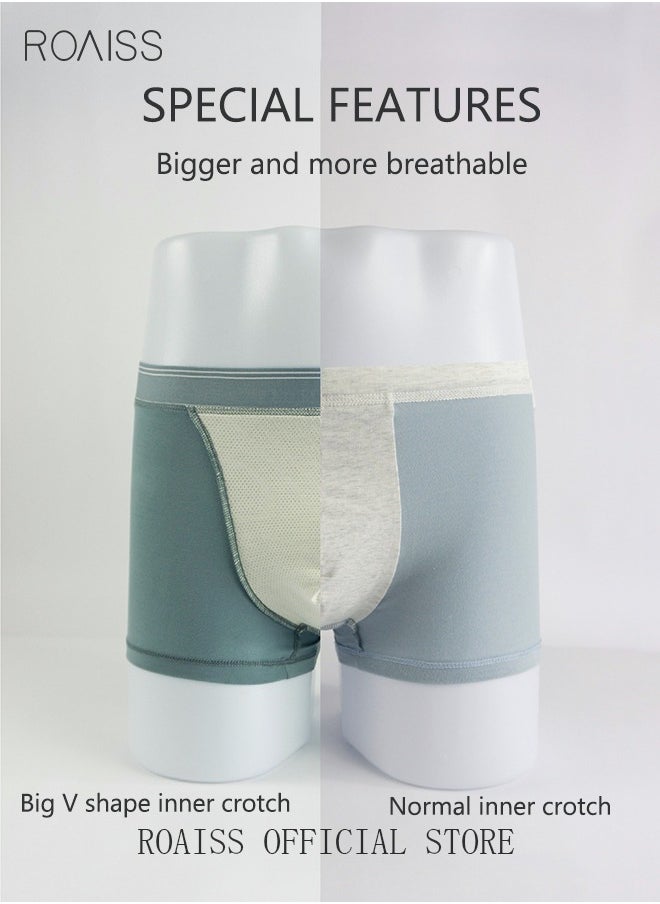 roaiss - 3 Pack Set Men's Boy's Modal Boxers Shorts Briefs Breathable Soft Underpants Summer Elastic Large Size Teenager Classic Underwear Mint Blue+Light Grey+Dark Grey - Image 1