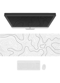 Arabest Large Gaming Mouse Pad with Stitched Edges, Minimalist Topographic Map Desk Mat, Extended Xl Mousepad with Anti-Slip Base, Cool Desk Pad for Keyboard and Mouse, 31.5 X 11.8 In, White  - Image 2