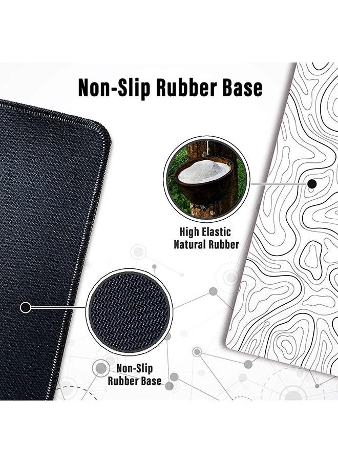 Arabest - Large Gaming Mouse Pad with Stitched Edges, Minimalist Topographic Map Desk Mat, Extended Xl Mousepad with Anti-Slip Base, Cool Desk Pad for Keyboard and Mouse, 31.5 X 11.8 In, White - Image 1