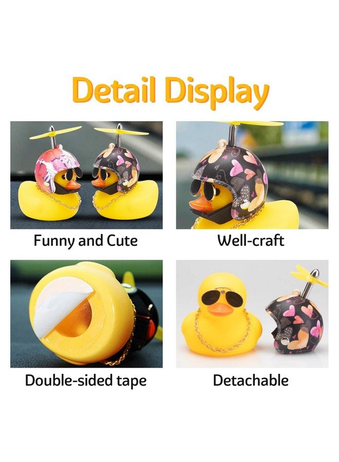 wonuu Rubber Duck Car Decorations Cute Yellow Duck Car Dashboard Ornaments With Propeller (Love) - Image 3