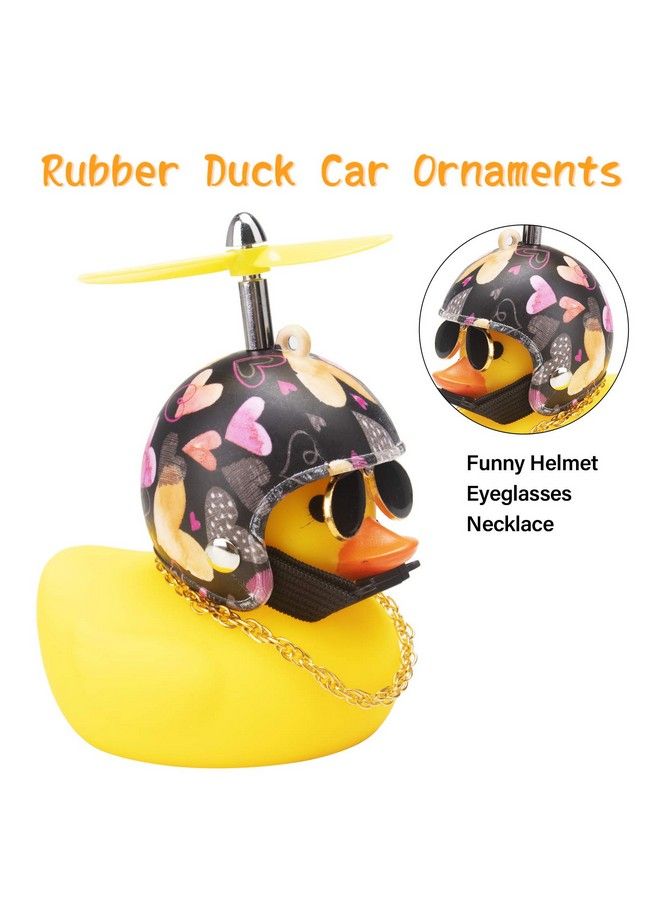 wonuu Rubber Duck Car Decorations Cute Yellow Duck Car Dashboard Ornaments With Propeller (Love) - Image 5