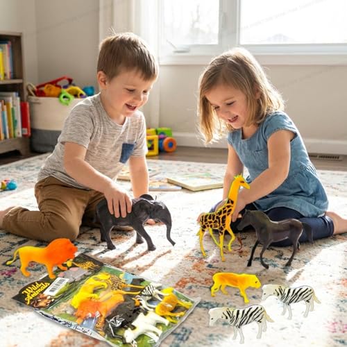 SHAKTISM Wild Animal Toy Set for Kids, Jungle Animal Figures, Lion, Giraffe, Elephant, Zebra & More, Realistic Safari Animal Toys for Boys & Girls (Wild Animal 8Pcs) - Image 2
