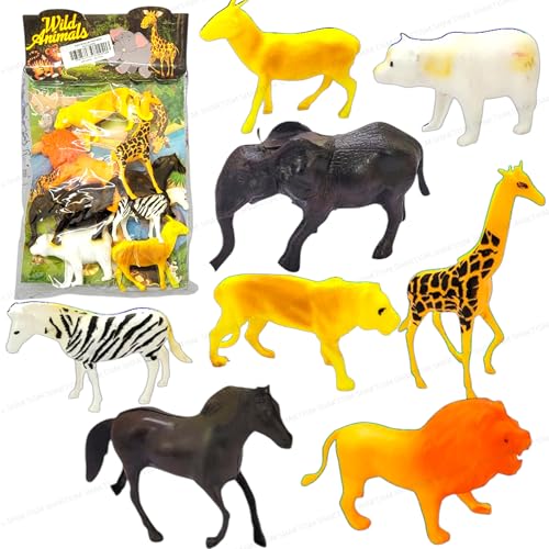 SHAKTISM Wild Animal Toy Set for Kids, Jungle Animal Figures, Lion, Giraffe, Elephant, Zebra & More, Realistic Safari Animal Toys for Boys & Girls (Wild Animal 8Pcs) - Image 1