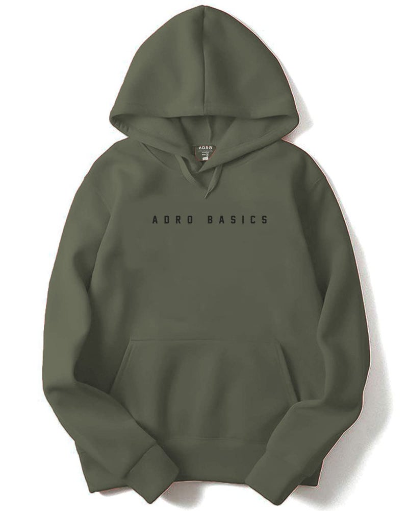 ADRO Men's Cotton Neck Hooded Sweatshirt (H22-1-AR2-OL_Olive_XL) - Image 1