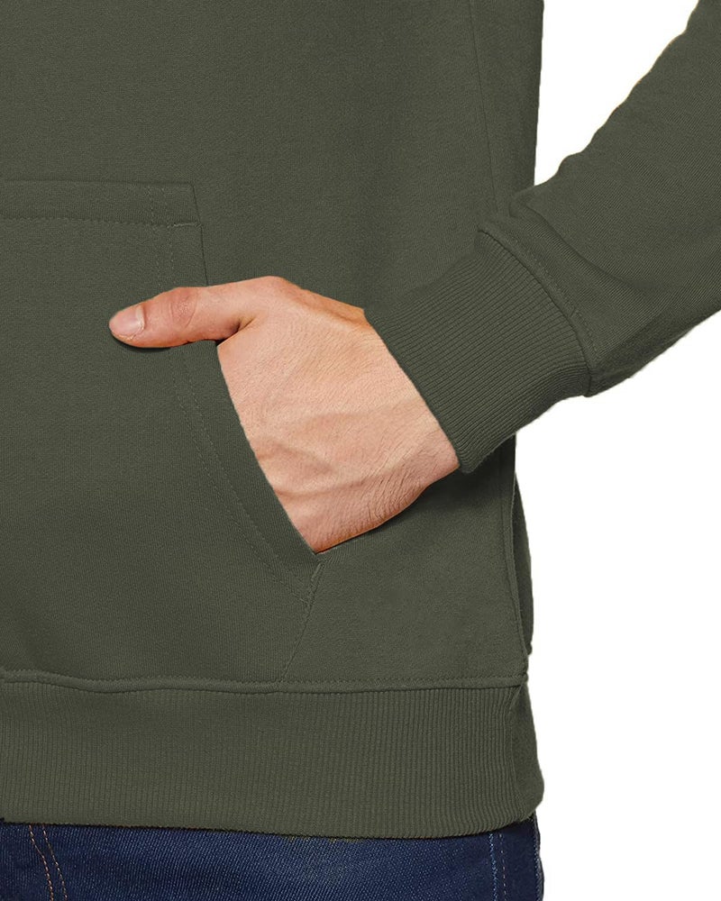 ADRO Men's Cotton Neck Hooded Sweatshirt (H22-1-AR2-OL_Olive_XL) - Image 3