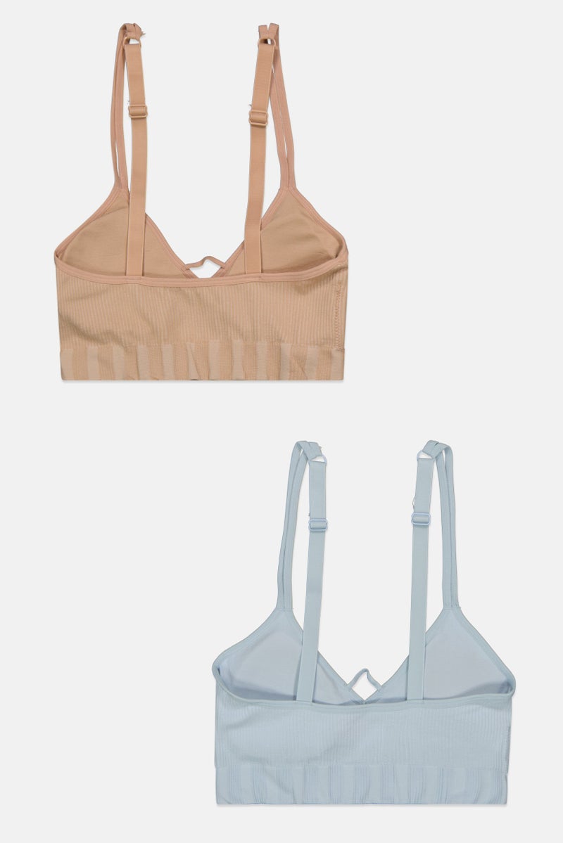 Comfort by Real Women 2 Pieces Textured Padded Bra, Light Blue - Image 2