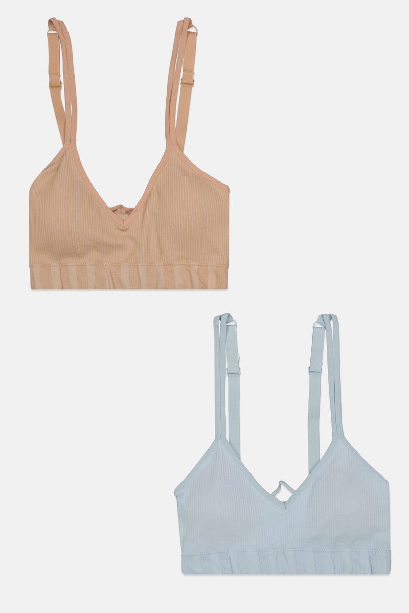 Comfort by Real Women 2 Pieces Textured Padded Bra, Light Blue - Image 1