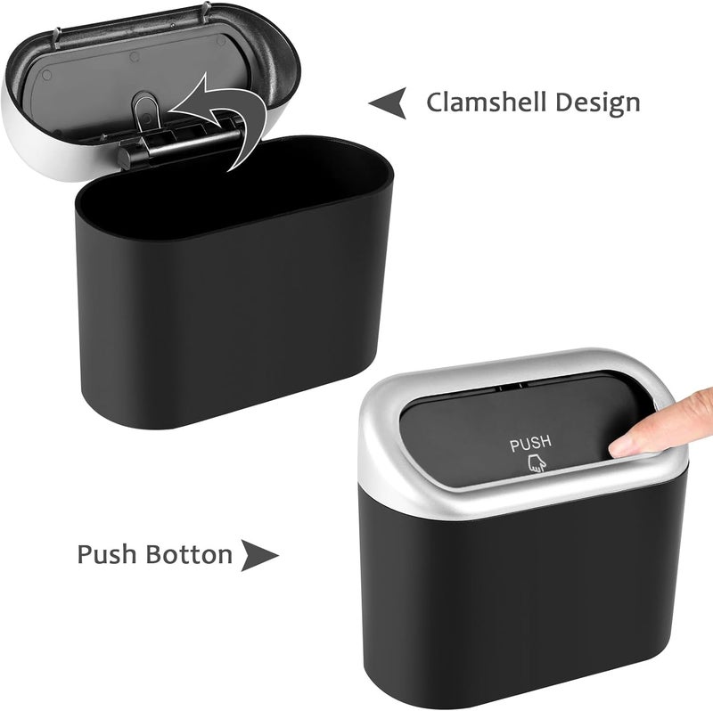 accmor Car Trash Can with Lid, Mini Vehicle Trash Bin Car Dustbin Garbage Organizer Holder with Trash Bag, 2 Pack Small Hanging Leakproof Cars Storage Bag Container for Auto, SUV, Office (Silver) - Image 4