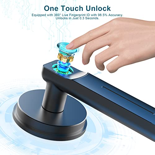 Foxgard Smart Fingerprint Door Lock,Keyless Entry Door Lock with Handle,Fingerprint Door Knob for Bedroom,Office(Black) - Image 5