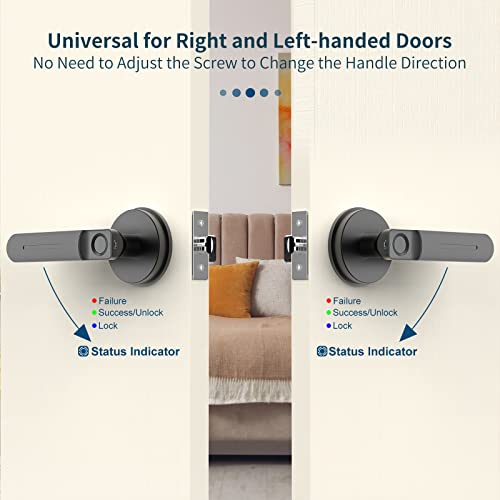 Foxgard Smart Fingerprint Door Lock,Keyless Entry Door Lock with Handle,Fingerprint Door Knob for Bedroom,Office(Black) - Image 3