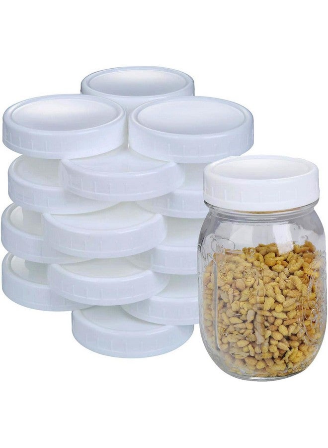 STARUBY 2 Dozen Regular Mouth Lids Mason Jar Lids Plastic Storage Caps for Mason Canning Jars and More, Standard, Dia 70mm, White - Image 1
