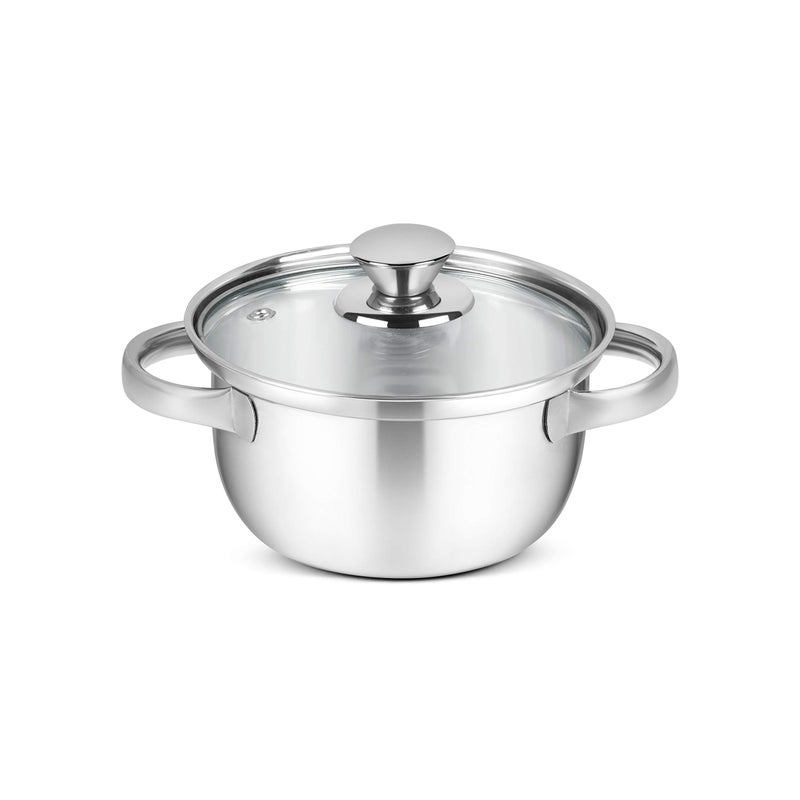 CLASSIC ESSENTIALS Stainless Steel Casserole with Glass Lid (Pack of 2, 1000ml Each) | Food Grade SS 304 Cooking Surface | Induction & Gas Compatible Sandwich Bottom Casserole, Silver - Image 4