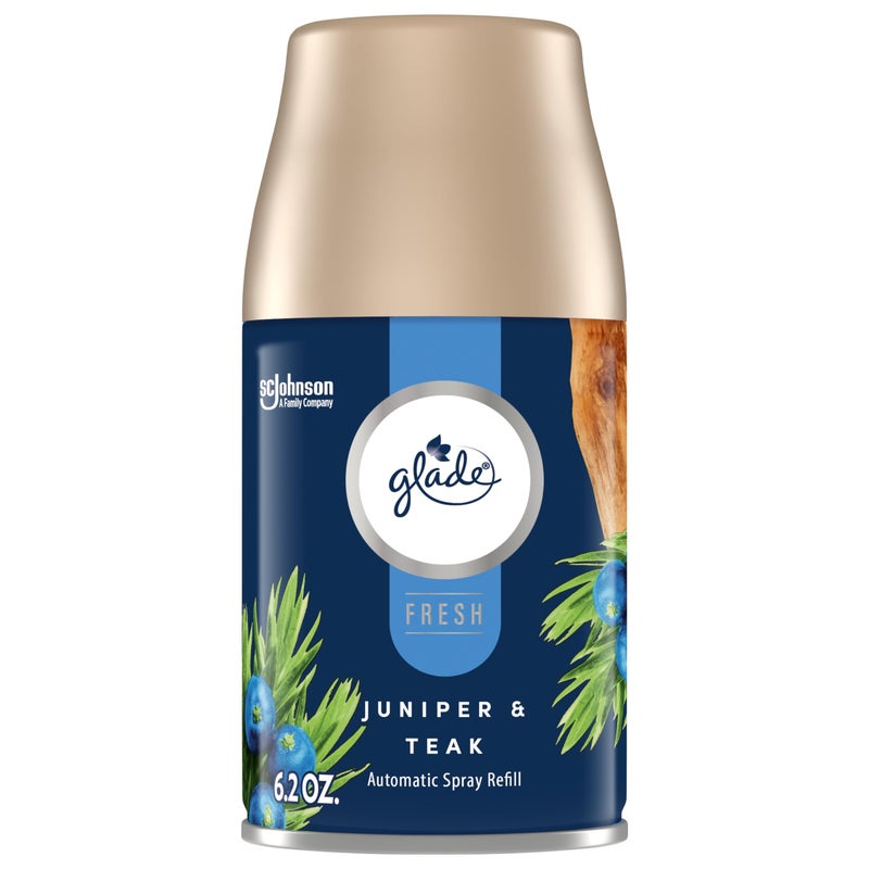 Glade Automatic Spray Refill, Air Freshener for Home and Bathroom, Juniper & Teak, Fresh Collection, 6.2 Oz - Image 1