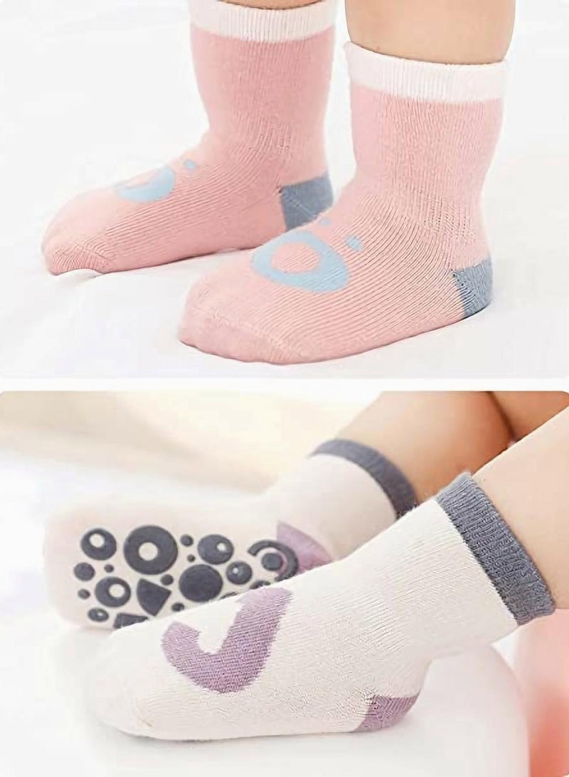 SYOSI Baby Anti-Slip Socks, SYOSI Ankle Cotton Socks Pack of 6, Spring and Autumn Cartoon Fruit Dispensing Non-slip Floor Socks for Babies, Children's Toddler Girls Socks  - Image 2