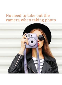 Fintie Protective Case for Fujifilm Instax Mini 12 Instant Camera - Premium Vegan Leather Bag Cover with Removable Adjustable Strap, Lilac Marble  - Image 4