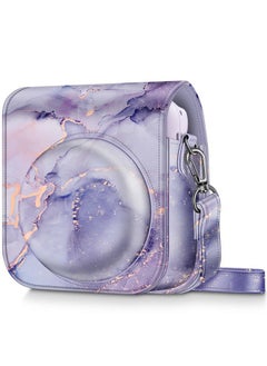 Fintie Protective Case for Fujifilm Instax Mini 12 Instant Camera - Premium Vegan Leather Bag Cover with Removable Adjustable Strap, Lilac Marble  - Image 1