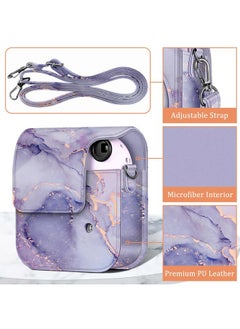 Fintie Protective Case for Fujifilm Instax Mini 12 Instant Camera - Premium Vegan Leather Bag Cover with Removable Adjustable Strap, Lilac Marble  - Image 3