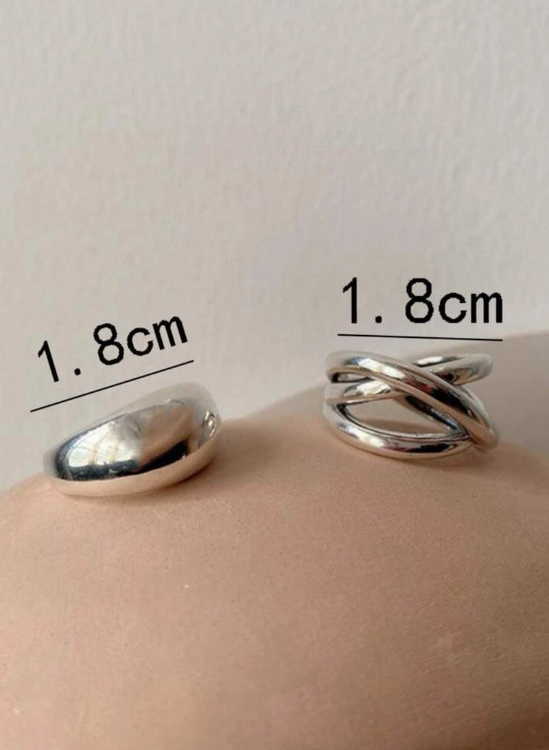 Stylish 2pcs Rings For Women One Size