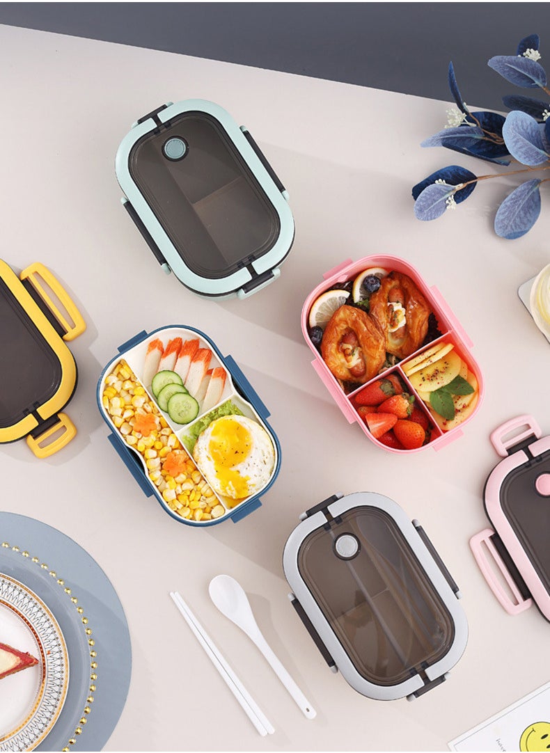 YAH Creation - YAH Leak-Proof Bento Lunch Box - Layers and 6 Compartments, Model: LunchMate - Microwave & Dishwasher Safe, Includes Spoon & Fork - Convenient Handle for School, Work, and Travel - Image 1