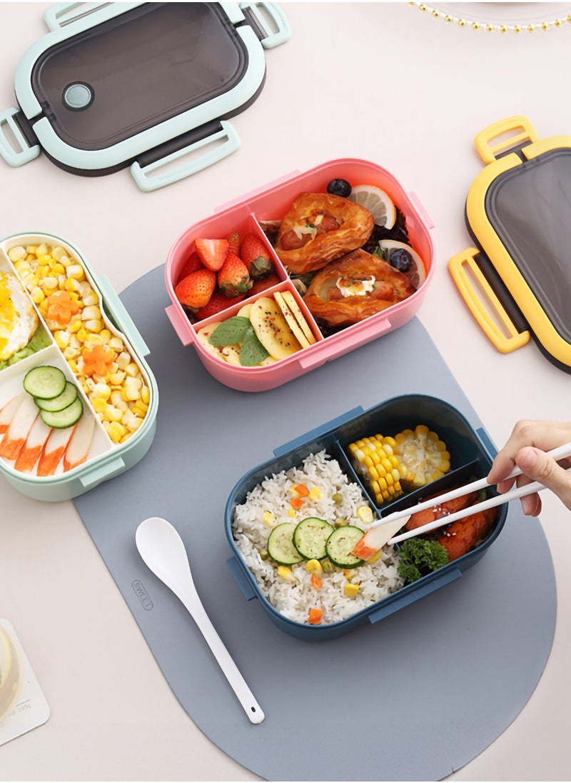 YAH Creation - YAH Leak-Proof Bento Lunch Box - Layers and 6 Compartments, Model: LunchMate - Microwave & Dishwasher Safe, Includes Spoon & Fork - Convenient Handle for School, Work, and Travel - Image 1