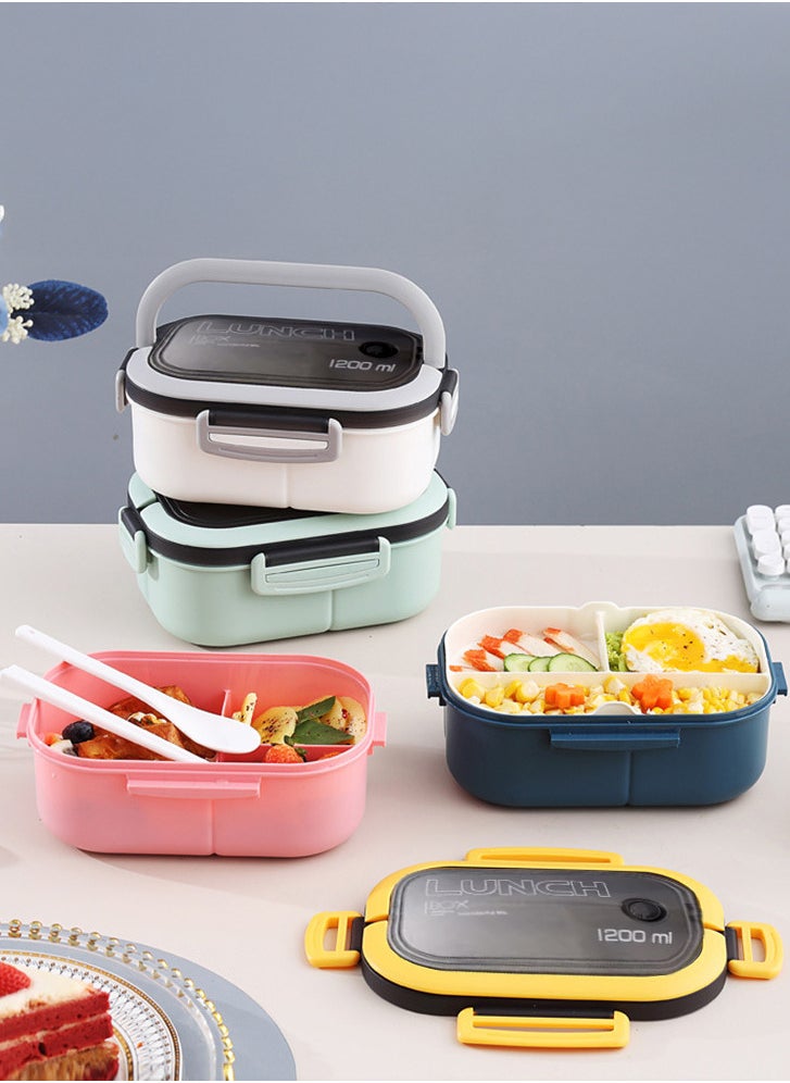 YAH Creation - YAH Leak-Proof Bento Lunch Box - Layers and 6 Compartments, Model: LunchMate - Microwave & Dishwasher Safe, Includes Spoon & Fork - Convenient Handle for School, Work, and Travel - Image 1