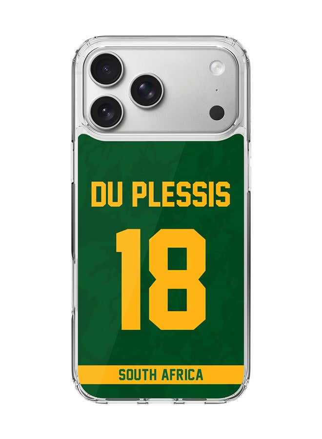 Classic Clear MagSafe Case for iPhone 17 Pro Max , Hybrid Soft Case Flexible Edges Anti Drop TPU PC Gel Thin Transparent Cover [ Designed for iPhone 17 Pro Max ] - South Africa Faf du Plessis, Jersey No 18