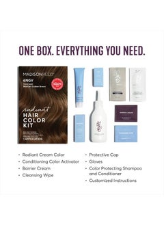 Madison Reed Radiant Hair Color Kit, Medium Golden Brown for 100% Gray Coverage, Ammonia-Free, 6NGV Tuscany Brown, Permanent Hair Dye, Pack of 1  - Image 2