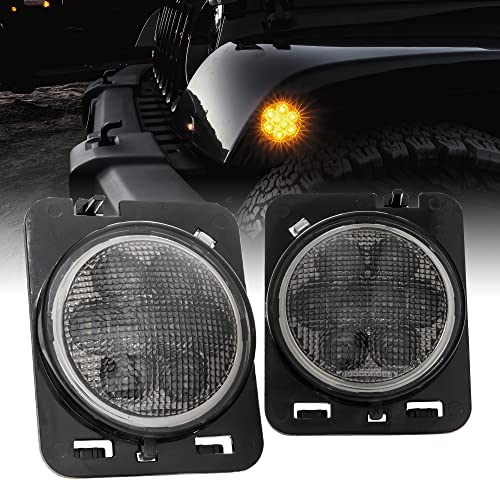 ONLINE LED STORE TRUE MODS LED Side Marker Lights Replacement for Jeep [Smoked Lens] [Amber Color] Side Marker Lights Compatible with Jeep Wrangler JK Unlimited 2007-2018 Accessories - Image 1