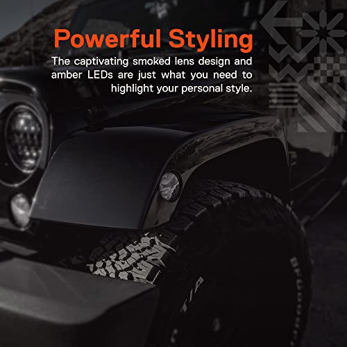 ONLINE LED STORE TRUE MODS LED Side Marker Lights Replacement for Jeep [Smoked Lens] [Amber Color] Side Marker Lights Compatible with Jeep Wrangler JK Unlimited 2007-2018 Accessories - Image 3