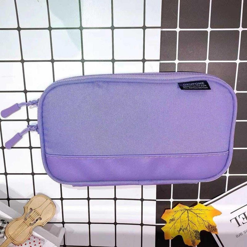 Droposale Compact Pen Pencil Case Water & Stain Repellent Pouch Use Everyday Pack of 1 (Purple) - Image 1