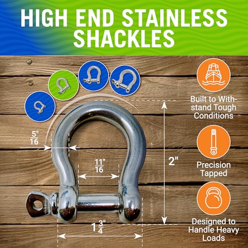 Better Boat Premium Stainless Steel D-Ring Shackles, Marine Grade, 4-Pack, 5/16" Mini Bow or Clevis Anchor Shackle for Boat, Sailboat, Chain, Rigging Clasp - Image 3