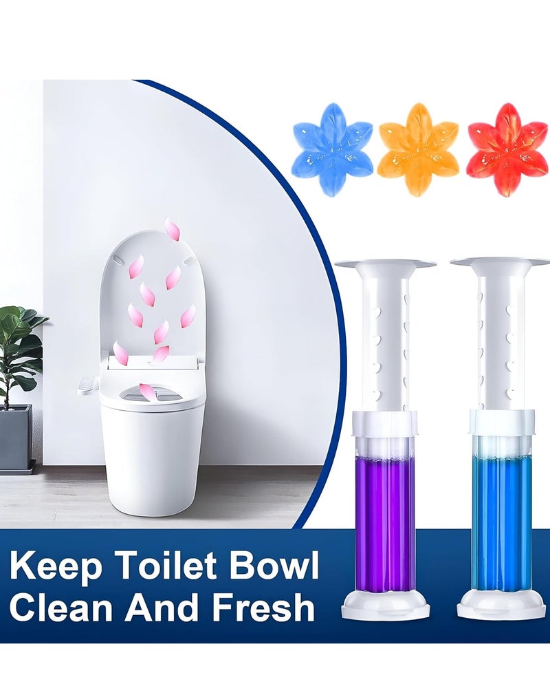 Pack of 2 Toilet Cleaning Gel Stamps - Flower Scent Toilet Bowl Cleaner & Freshener, Deodorizing Gel Syringe for Bathrooms - Image 1