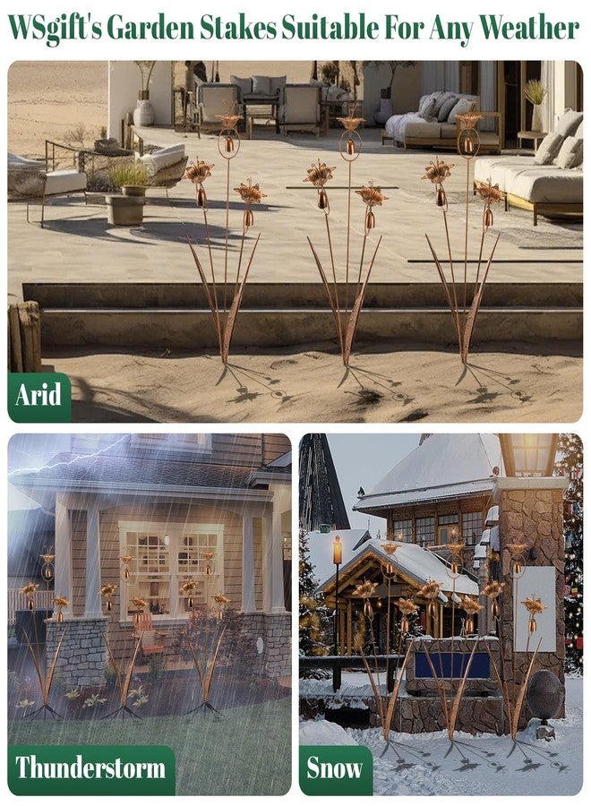 WSgift زهور زنبق معدنية من WSgift Gardens مع أجراس لتزيين الحدائق الخارجية، زنبق كالا معدني برونزي - Image 4