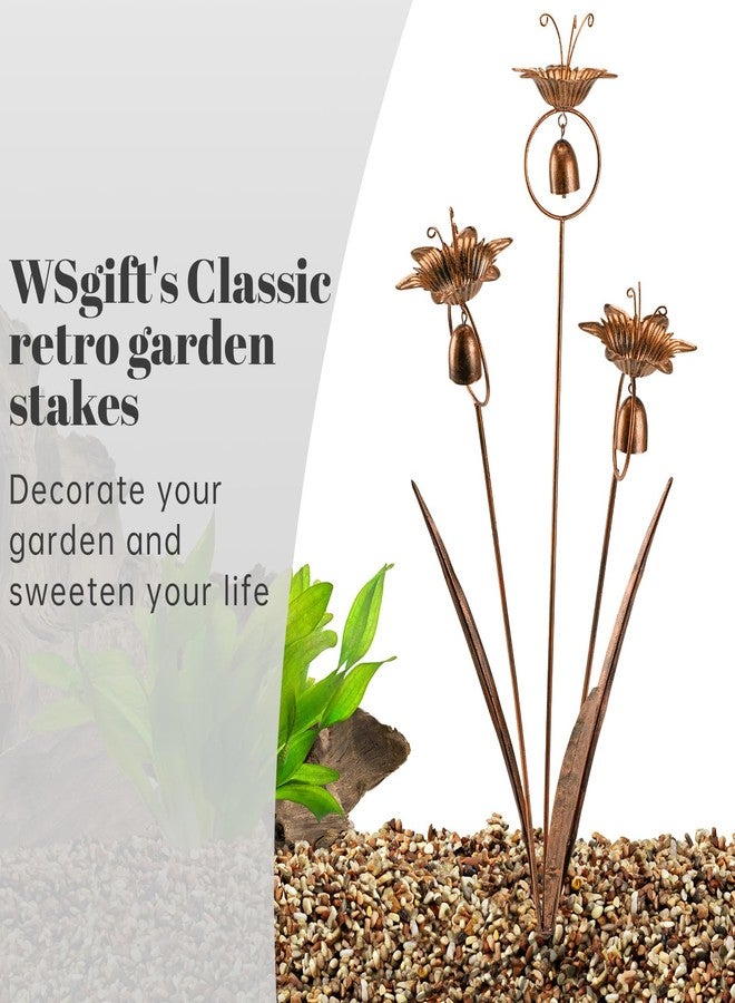 WSgift زهور زنبق معدنية من WSgift Gardens مع أجراس لتزيين الحدائق الخارجية، زنبق كالا معدني برونزي - Image 3