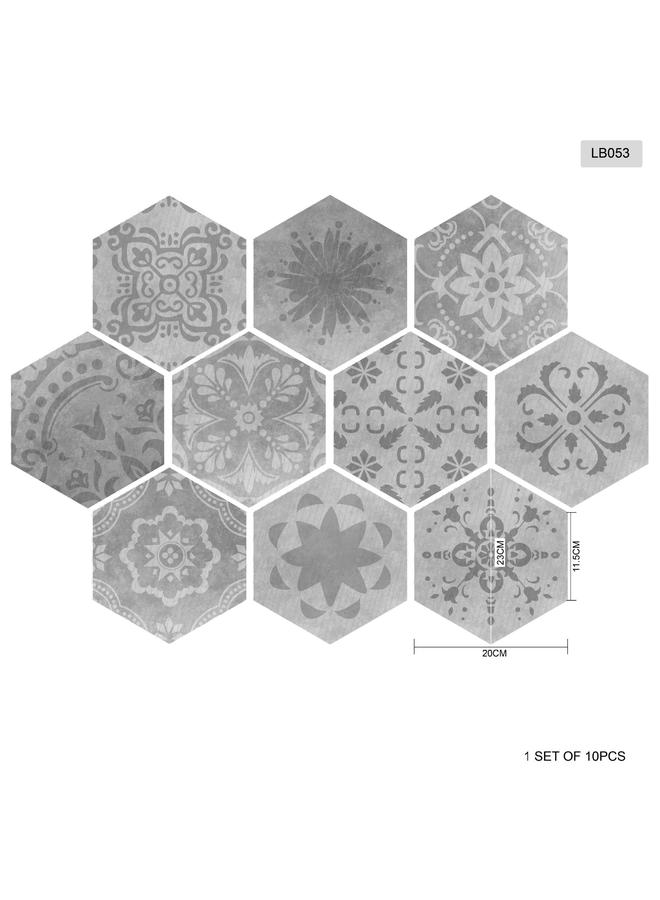 Bluejw Tile Sticker Hexagon Tile Stickers Bathroom Kitchen Wall Stickers Non-slip Floor Stickers LB041-056 - Image 1