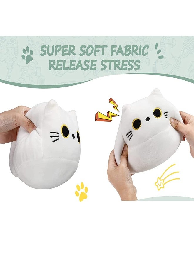 TechMax Solution Kawaii White Cat Plush Toy - 3D Shape Design Sofa Pillow Decoration, Cute Kitten Plushie Doll, Animal Plush Pillow - Image 2