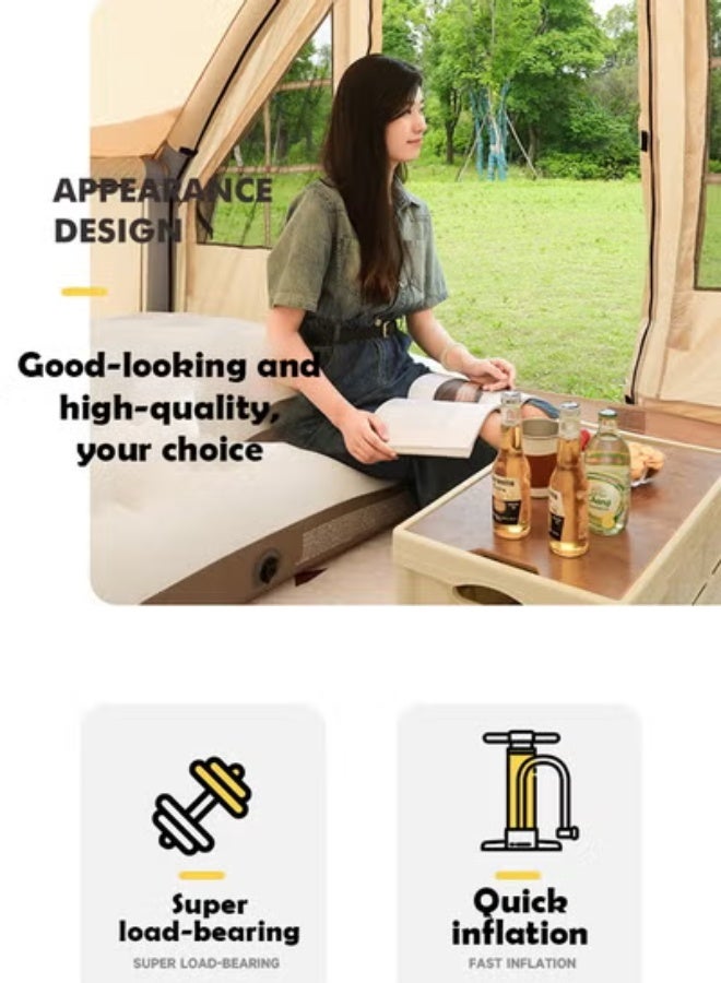 كلناميان سرير هوائي سميك قابل للطي للتخييم في الهواء الطلق - محمول، قابل للنفخ، مريح للغاية مع مضخة يدوية، وسادة هوائية وإكسسوارات، مثالي للتخييم والمشي لمسافات طويلة والسفر (203 × 152 × 22 سم) - Image 4