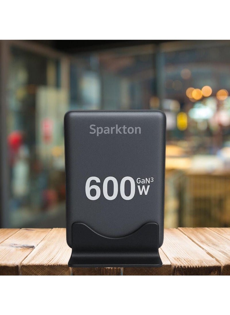 Sparkton 600W GaN PowerHub  Fast Charging Hub Multi Port USB C Power Delivery Charger for Phones Laptops and Devices