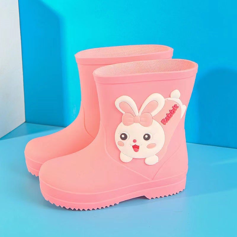 Children'S Rain Boots Kindergarten Baby New Girls' Non-Slip Waterproof Rain Boots Drawstring Boys' Water Shoes Cartoon Winter - Image 1