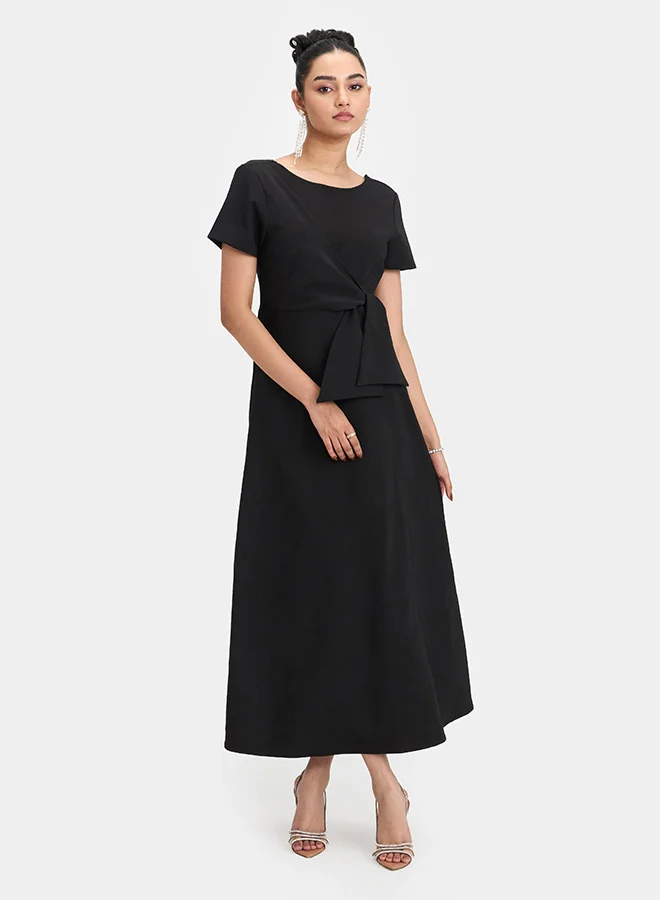 Virgio VIRGIO Satin Front Tie Maxi Dress
