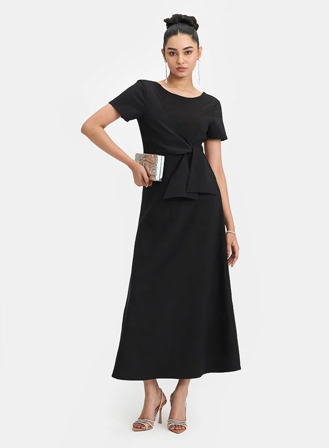 Virgio VIRGIO Satin Front Tie Maxi Dress