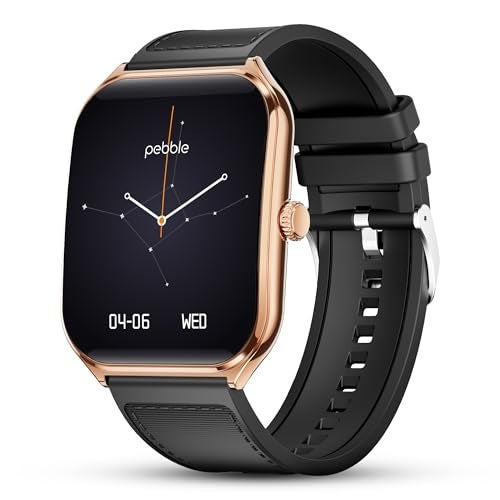 Pebble Newly Launched Royale Edge 1.93” Curved AMOLED Display Smartwatch with Always-On Display | Premium Slim Design| Rotating Crown | Bluetooth Calling | Health Suite | Premium Strap - Jet Black - Image 1