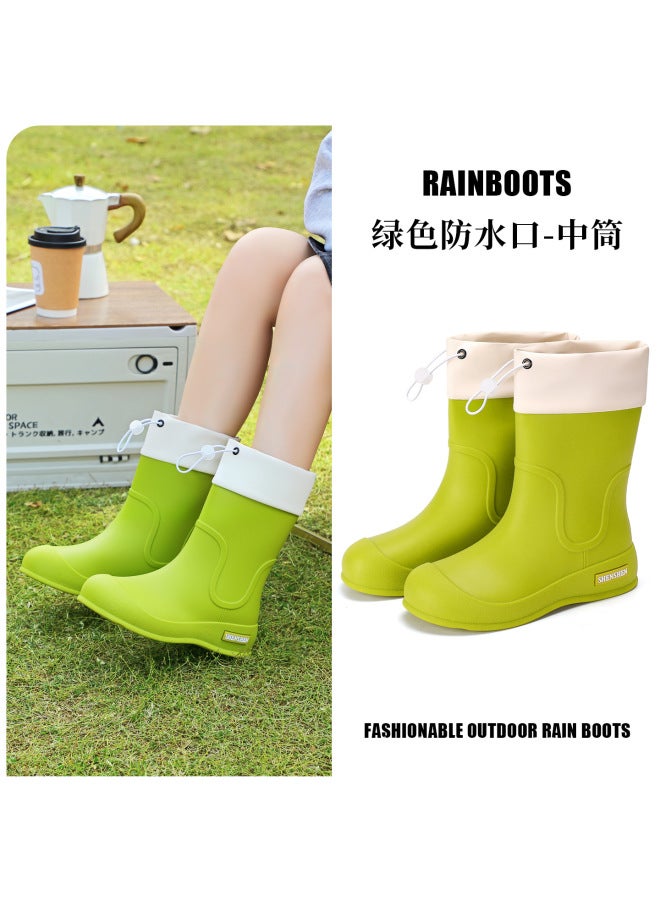 Women's Rain Boots For Commuting, Waterproof Rain Boots, Fashionable Outerwear Mid-calf Overshoes, Women's Non-slip Soft-soled Wear-resistant Rubber Shoes
