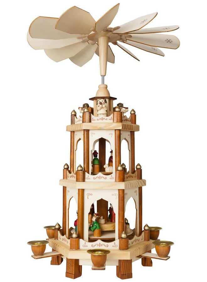 BRUBAKER Wooden Christmas Pyramid - 18 Inches - 3 Tier Carousel - Nativity Play - Image 2