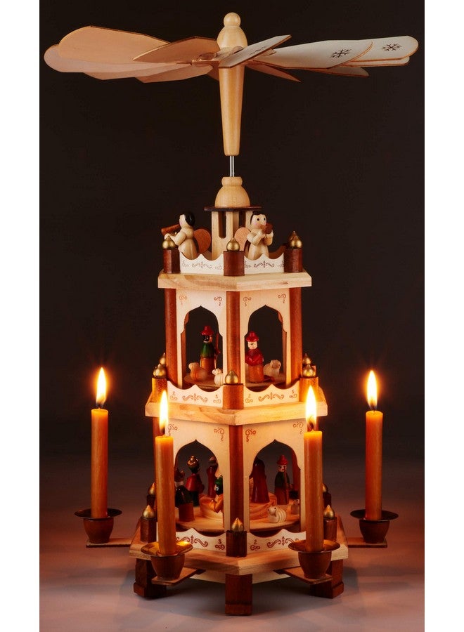 BRUBAKER Wooden Christmas Pyramid - 18 Inches - 3 Tier Carousel - Nativity Play - Image 5