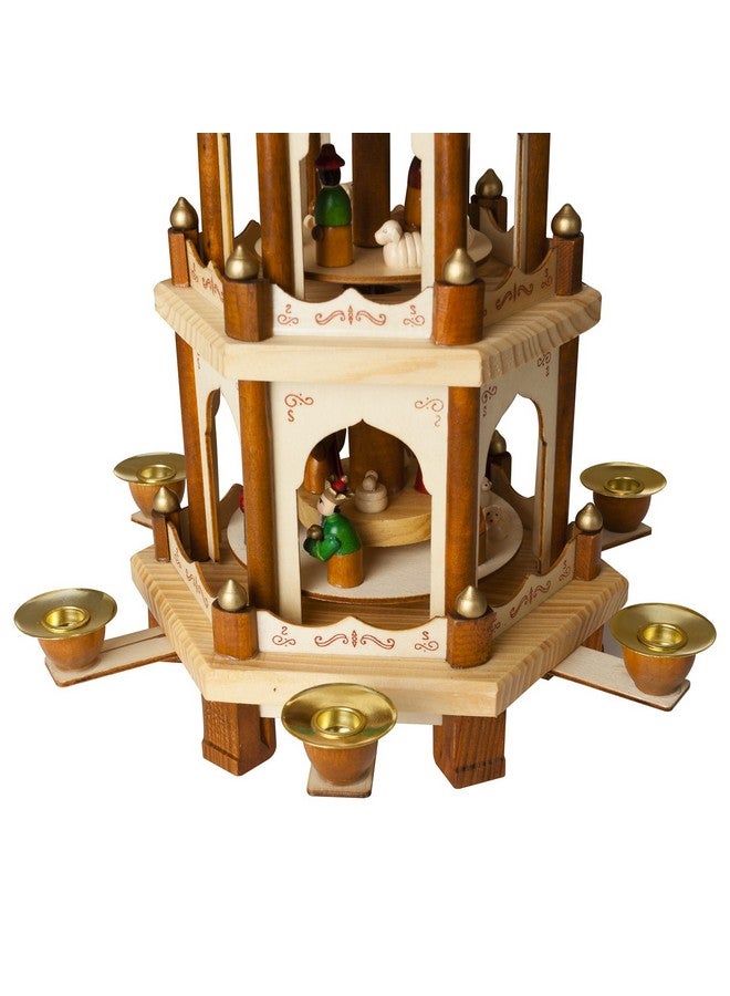 BRUBAKER Wooden Christmas Pyramid - 18 Inches - 3 Tier Carousel - Nativity Play - Image 4